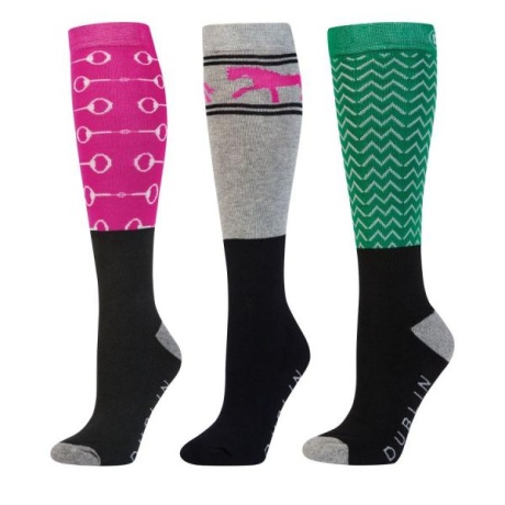 DUBLIN 3 PACK SOCKS FUCHSIA BITS ADULTS ONE SIZE