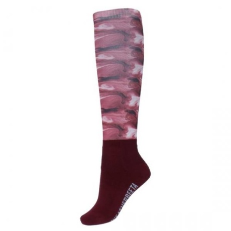 WEATHERBEETA STOCKING SOCKS BURGUNDY SWIRL MARBLE PRINT ADULTS ONE SIZE